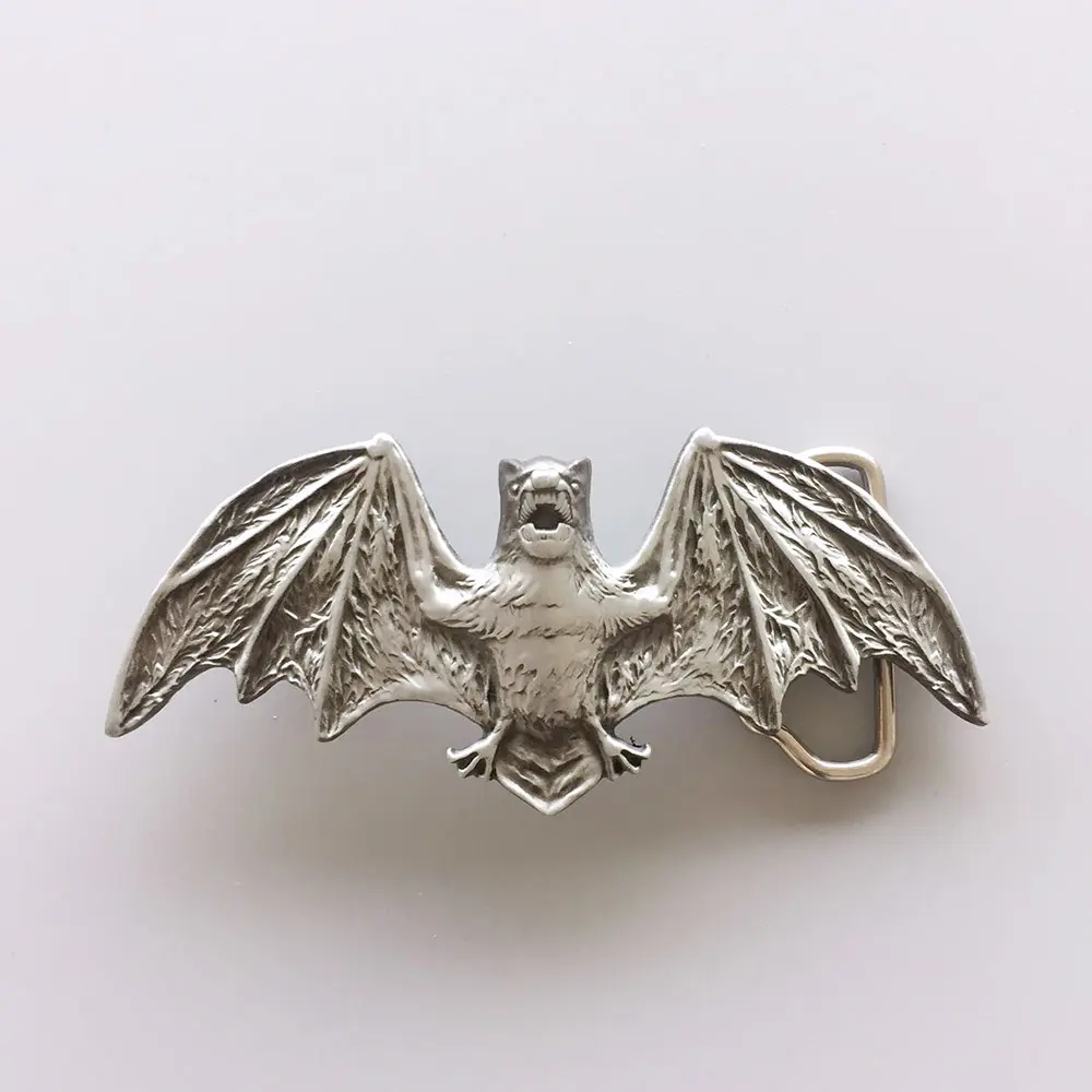 Antique Brushed Silver Bat Wings Metal Belt Buckle, Western Cowboy-Cowgirl Belt Accessory, Western Belts