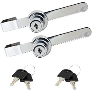 Sliding Glass Door Lock Display Case Lock Ratchet Lock with Chrome Finish, Security Keyed Alike Showcase Display, 2 PC