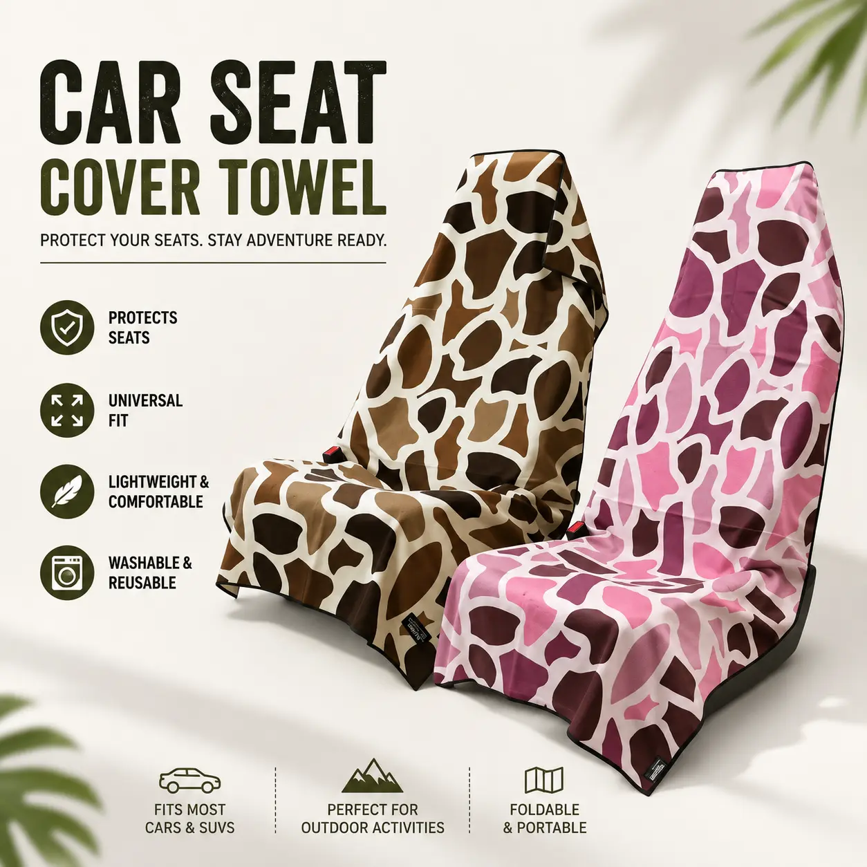 Bottomland Camo Car Seat Cover Towel Full Size Quick Dry Sweat Resistant Seat Protector for Gym Running Hunting Travel Outdoor Sports Accessories