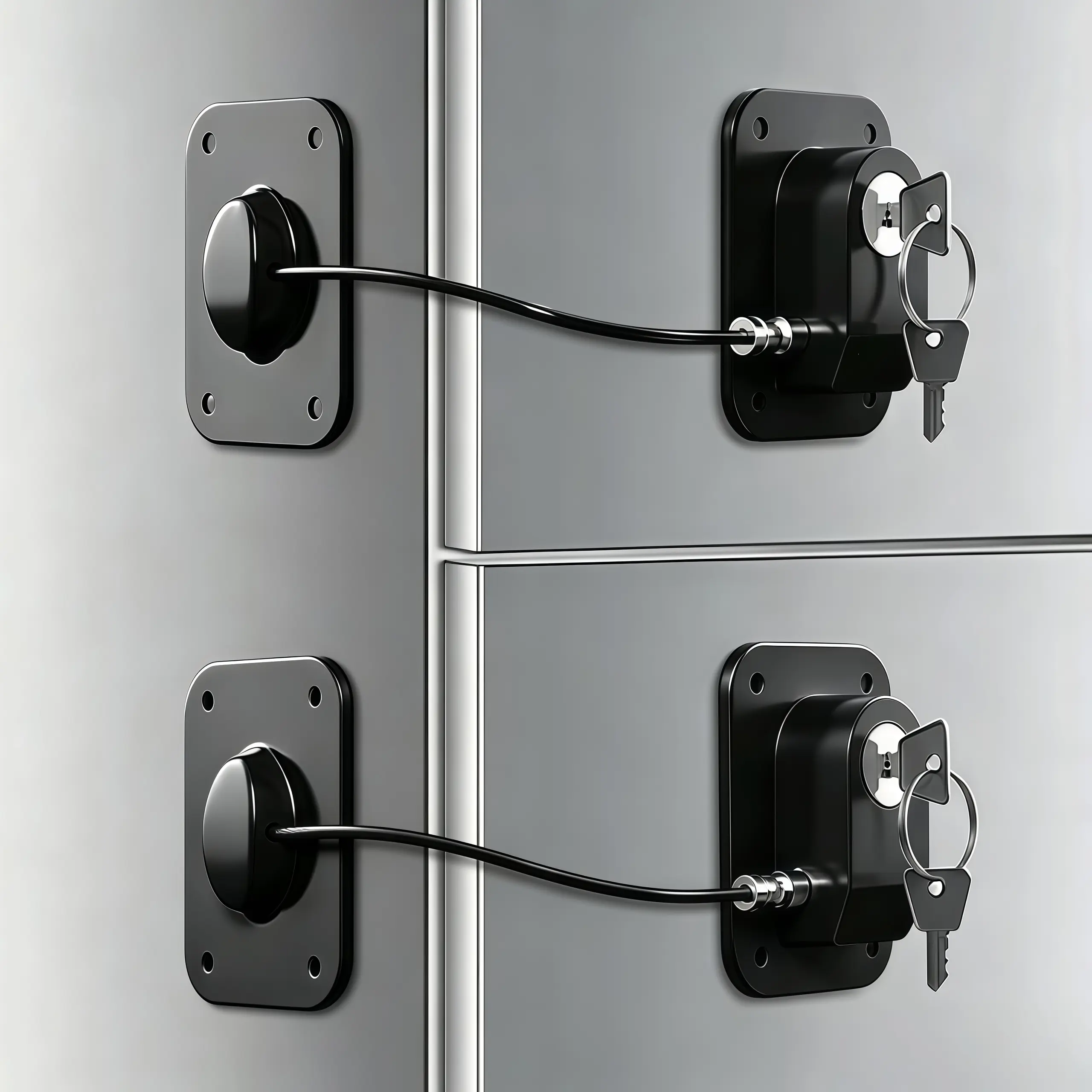 LMMAKE ABS Plastic Keyed Padlock - No-Drilling Fridge Door Lock with Adhesive Tape, Easy to Install for Household Appliances, Kitchen Freezers, Cabinets