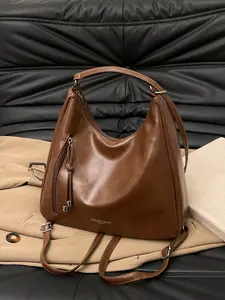 Simple and casual versatile texture shoulder bag, fashionable and personalized niche large capacity backpack, with external zipper pocket design, can accommodate tablets and headphones, suitable for commuting and shopping, Stylish Daypacks