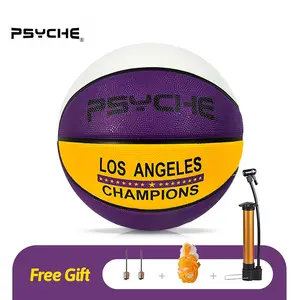 PSYCHE Rubber Basketball 22.5" Outdoor Beginner Mini Basketball Christmas Gift with Butyl Liner Non-Slip Rubber Fabric and Free Gift