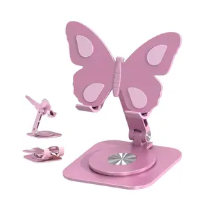 Butterfly Shape Phone Stand, 360° Rotatable Aluminum Alloy Desktop Holder, Foldable Adjustable Portable Phone Bracket, Multi-Angle Universal Desktop Mount for Daily Use, Aesthetic Room Decoration & Perfect Gift for Women.teacher appreciation gifts
