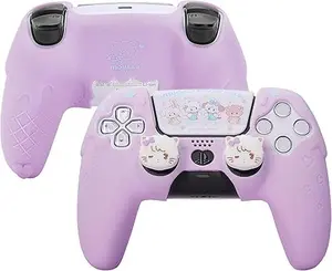 GeekShare Compatible with ps5 Controller Skin Set, Silicone Protective Shell for Gaming Consoles Wireless Controller, Sweet Ice Cream Purple Cover with 2 Thumb Grip Caps - Mikko