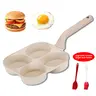 NORA Food-Grade Nonstick Coating Pan - 4-Compartment 4-Cups, Ergonomic Cool-Touch Handle, Premium Granite Material, Oil-Saving, Easy-Clean, Hanging-Ready, Brush-Compatible, Small Meals Cookware, Fits Gas/Induction, Scratchfree Lift