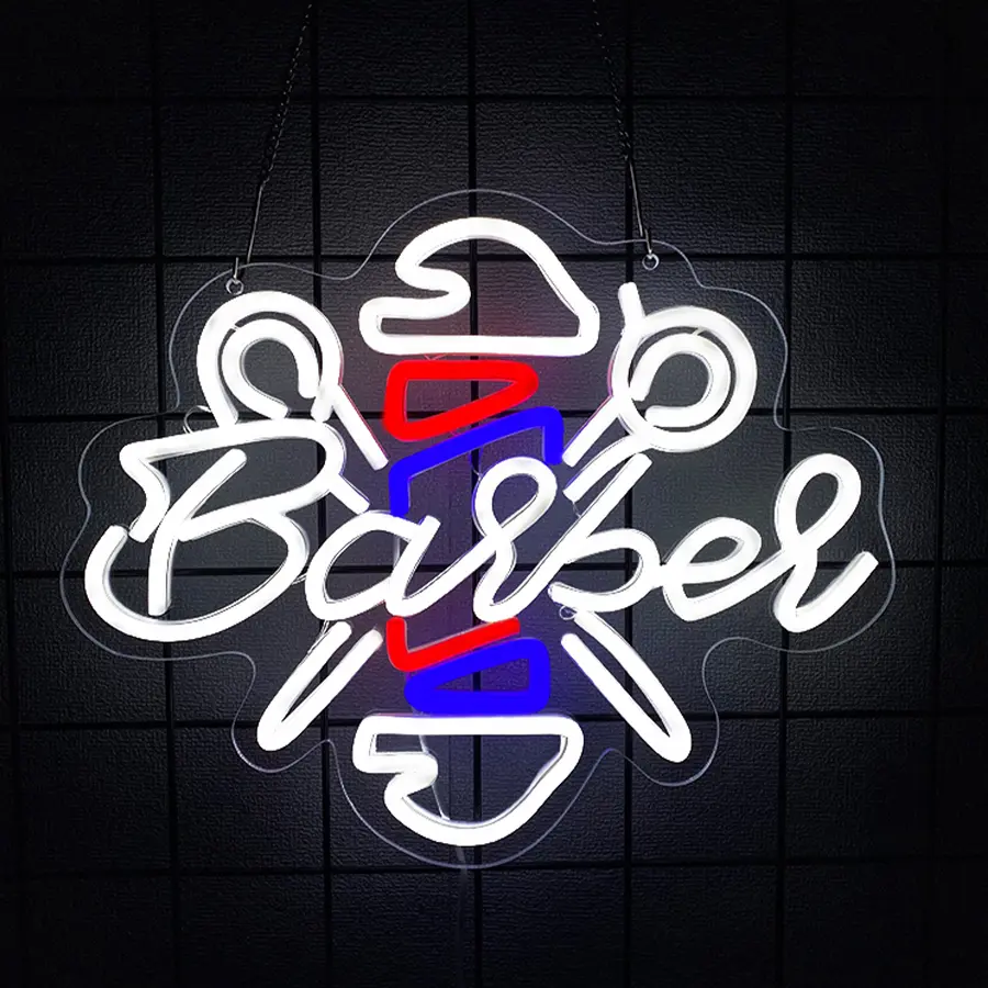 Barber Neon Sign for Barber Shops Hair Salon Decor LED Neon Light Barber Studio Wall Decor Sign Light Up Business Store Sign Holiday Gift for Hairdresser 5V USB Powered