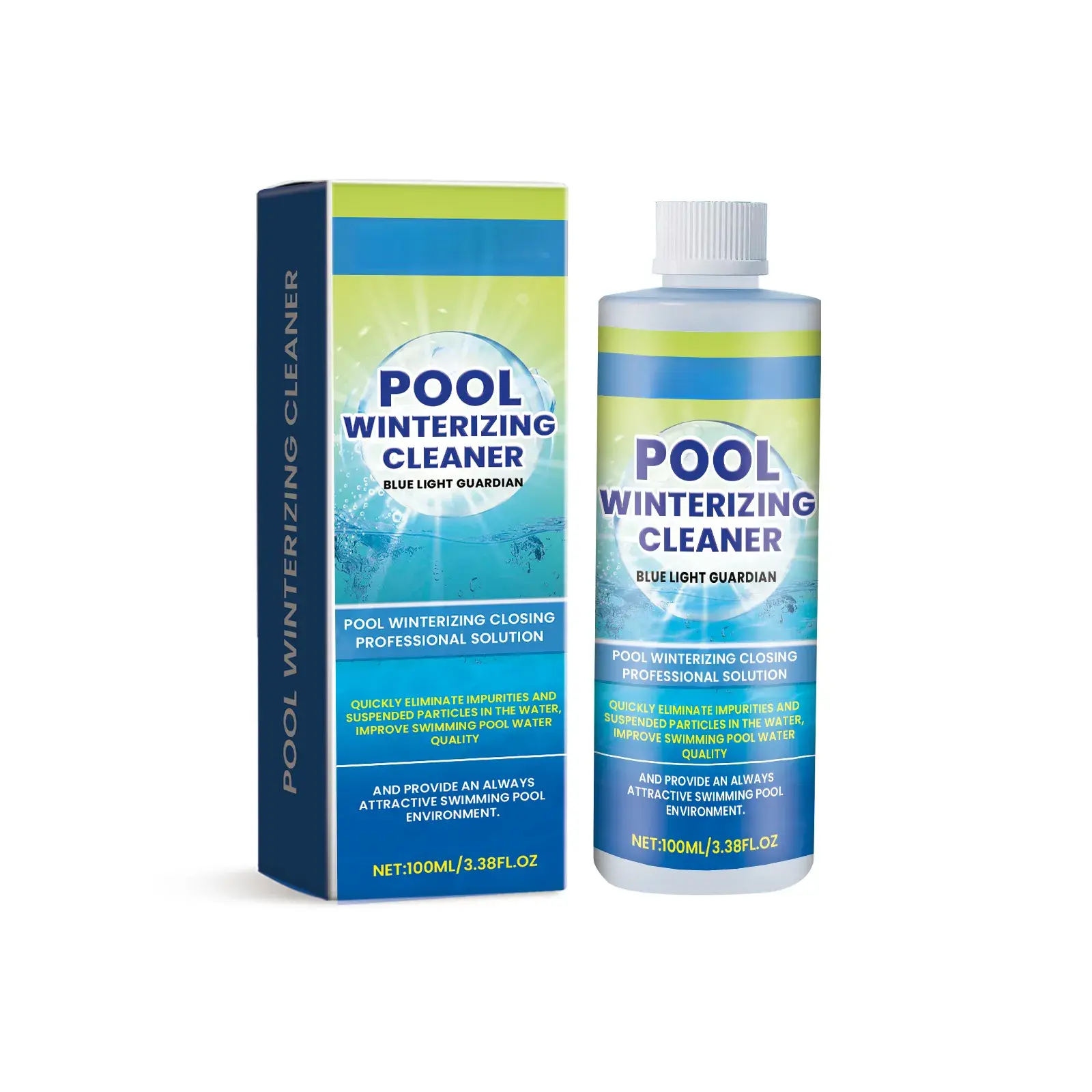 Pool Water Clarifying Agent with Sodium Bicarbonate & Disodium Edta - Oval Bottle, for Family & Public Outdoor Swimming Pool Water Quality Improvement