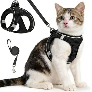 Escape Proof Cat Harness with Leash, Nylon Fabric Soft Mesh Reflective Vest, Adjustable Multi-Size Design, for Safe Walks and Secure Pet Outdoor Activities,summervibes