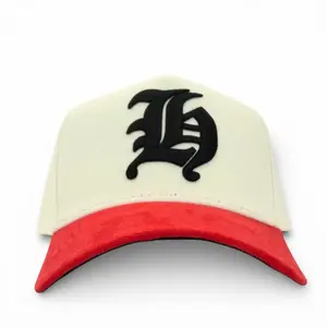 CRM/RED OLD ENGLISH h SATIN LINING w/SEUDE BRIM CUSTOM HAT SNAPBACK