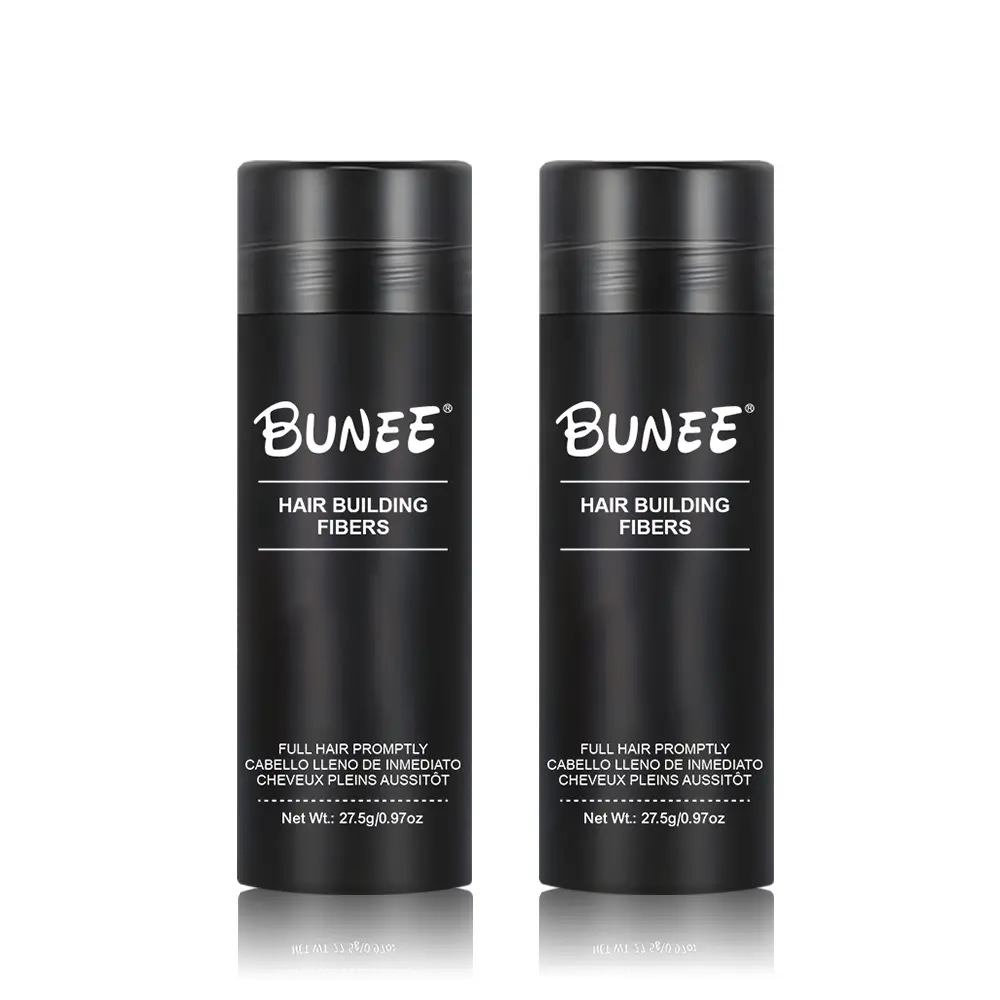 BUNEE Hair Building Fibers 27.5g 2-Pack (Black & Dark Brown) Haircare Product - Hair Texture Powder, Volume Powder, Volumizing, Sweatproof, Windproof, Ready in 30 Seconds
