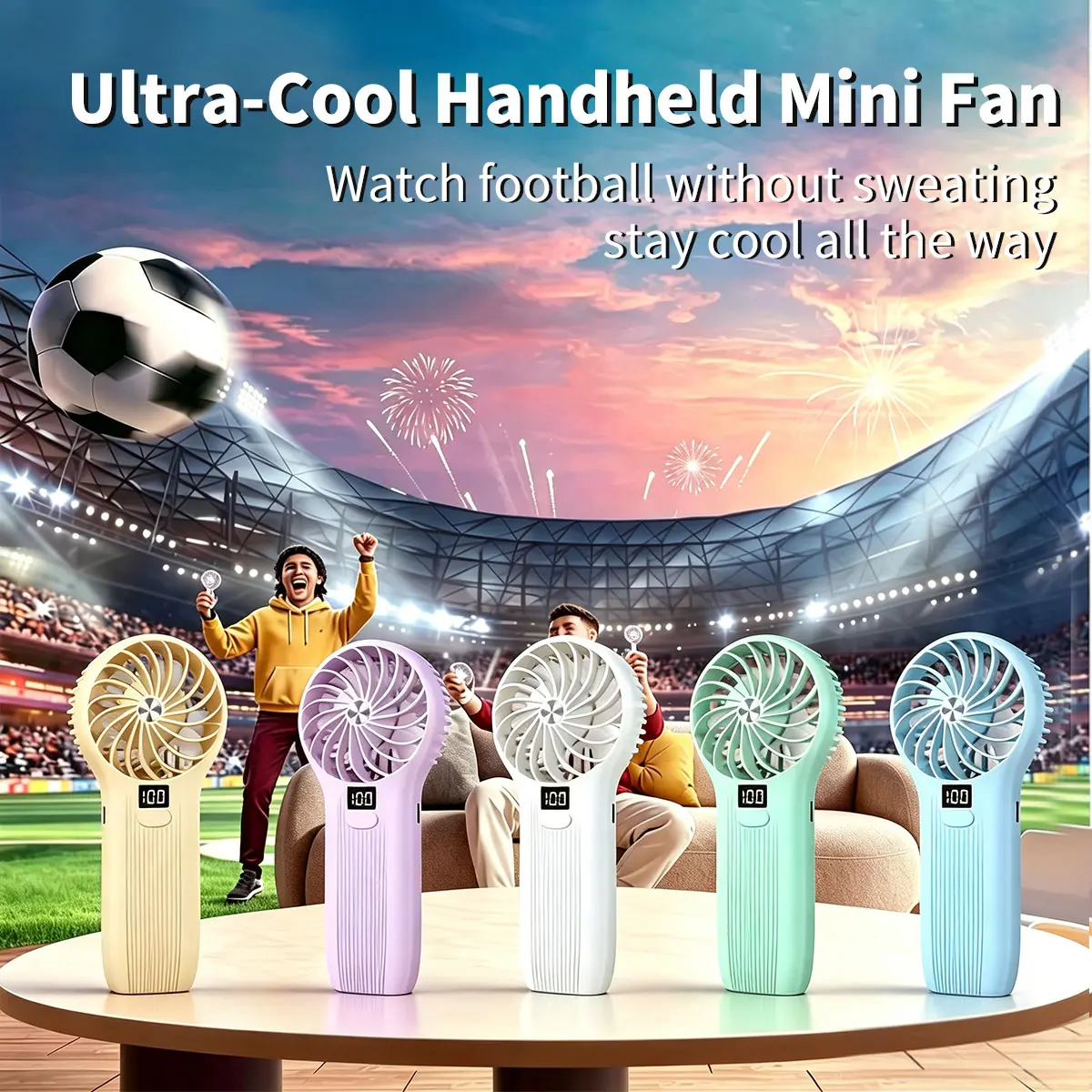 Portable Handheld Fan, 5000mAh BatteryOperated Fan with LED Display, Modern Airplane Turbo Fan,3-Speed Rechargeable Desktop Fan for Travel, Office &Stadium Gear, Fan Viewing Essential