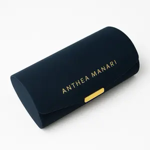 Anthea Manari Navy Blue Mini Jewelry Storage Box Portable Travel Case for Rings Bracelets Earrings Necklaces Watches & More Compact Unisex Gift Organizer