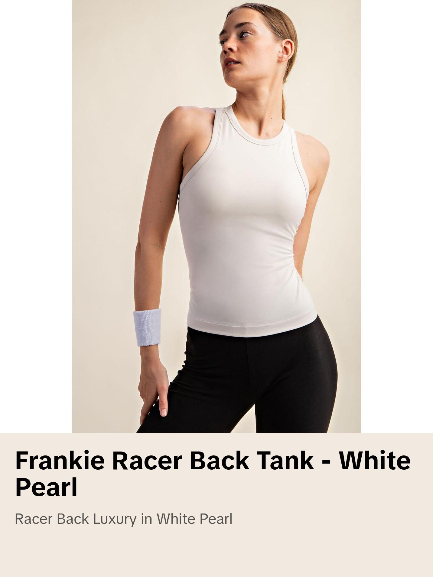 The Frankie Racer Back Tank Top - White Pearl