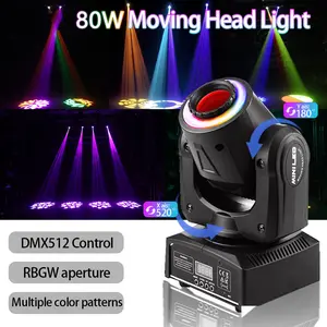 80W LED Moving Head Stage Light | DMX DJ Light with Sound Control, RGB Beam for Party, Wedding, Club
