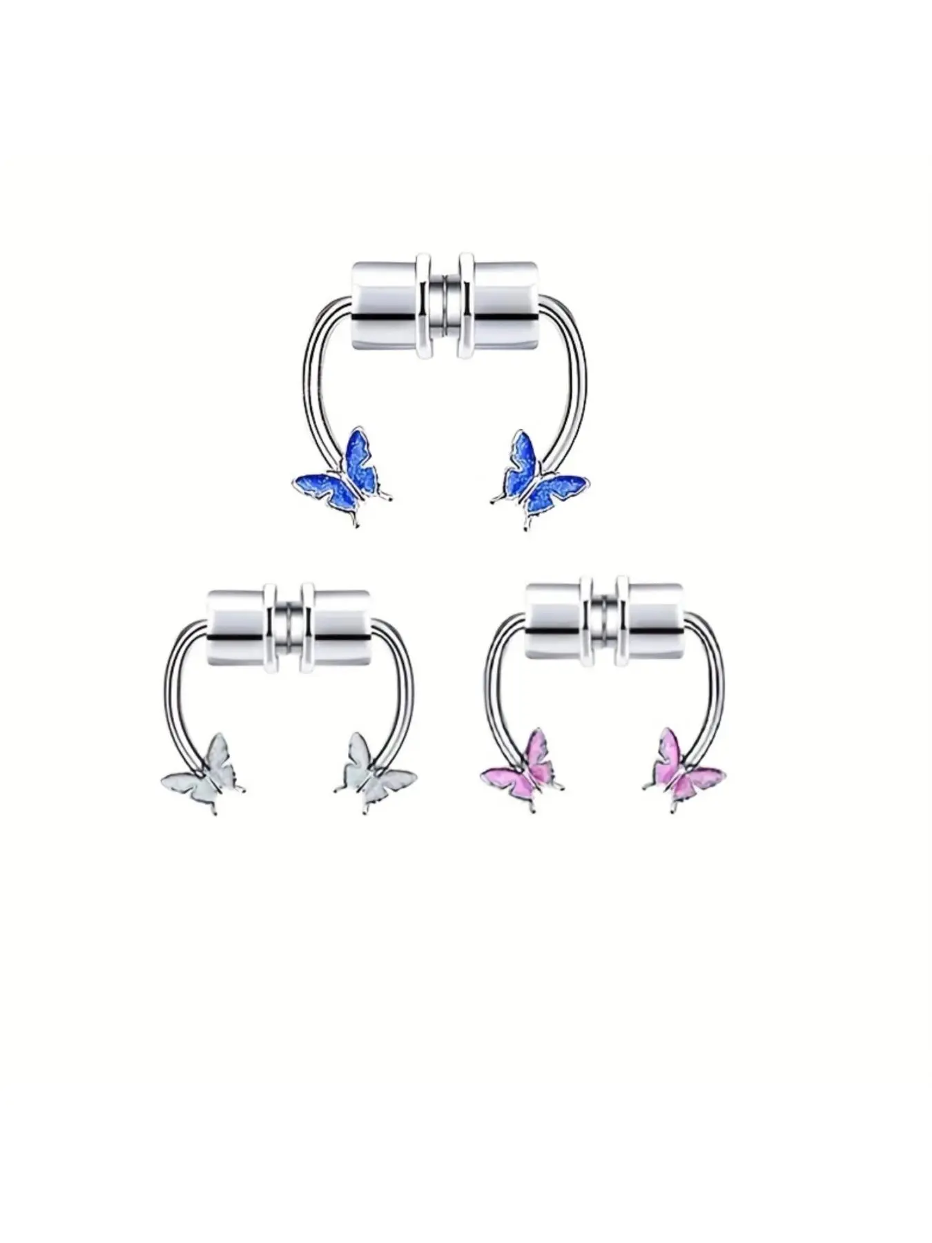 Butterfly Design Magnetic Nose Ring, Fake Septum Ring, Faux Nose Septum Rings, Non-pierced Clip on Nose Rings, Nose Piercing Jewelry for Women Men, Nose Rings Set
