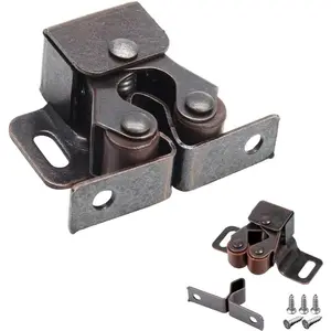 6 Pack Double Roller Cabinet Latch, Bronze Catch Hardware for Cupboard Closet Kitchen Cabinet Door and RV Cabinet