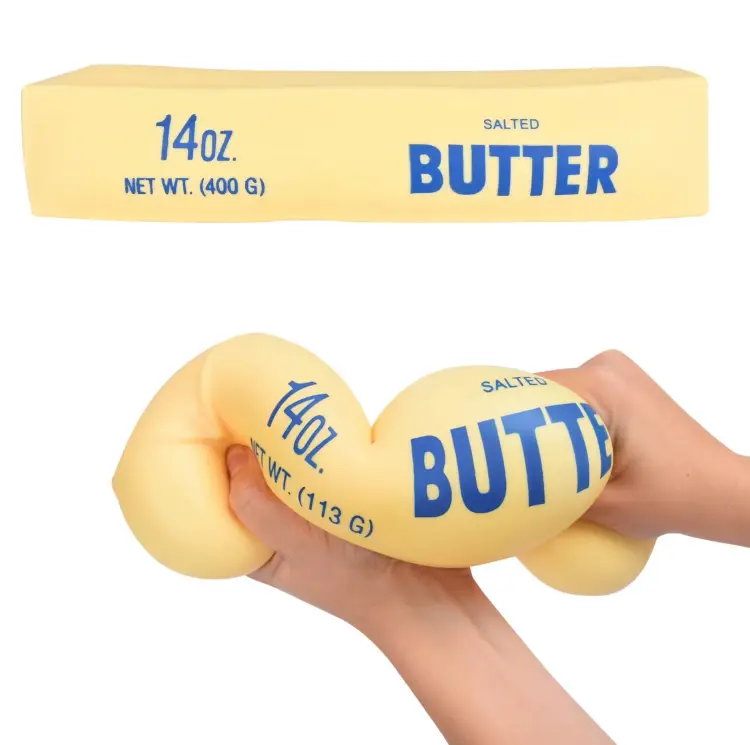 Novelty Butter Stick Squishy Fidget Toy, Stretchy TPR Squeeze Stress Relief Toy, Realistic Fake Butter Sensory Toy for Adults & Kids