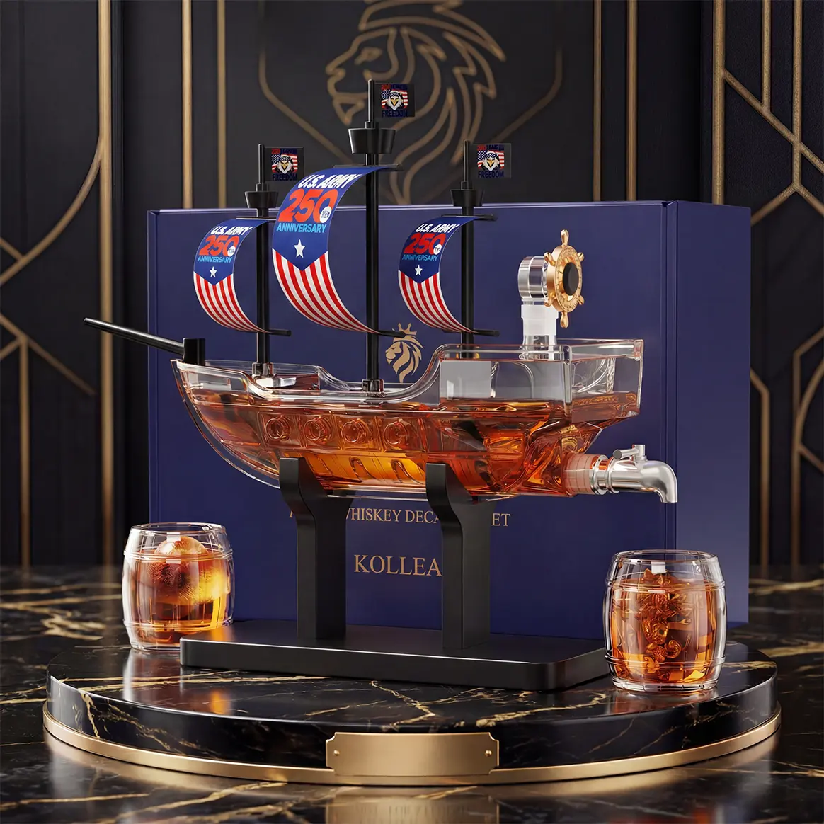 Man Cave Bar accessories, Gifts for Men Dad, 250th Anniversary of the United States Decanter Set, for Home Bar, Gift Ideas for Him, Husband, Father, Boyfriend, Mom, Anniversary, Sailor & Captain, Sailor Enthusiast liquor for Bar, dispenser Utensils