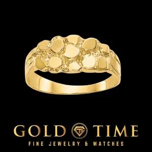 14K Yellow Gold Nugget Ring - Textured Solid Band, Sizes 4-8, Carat Gold Jewelry Accessory