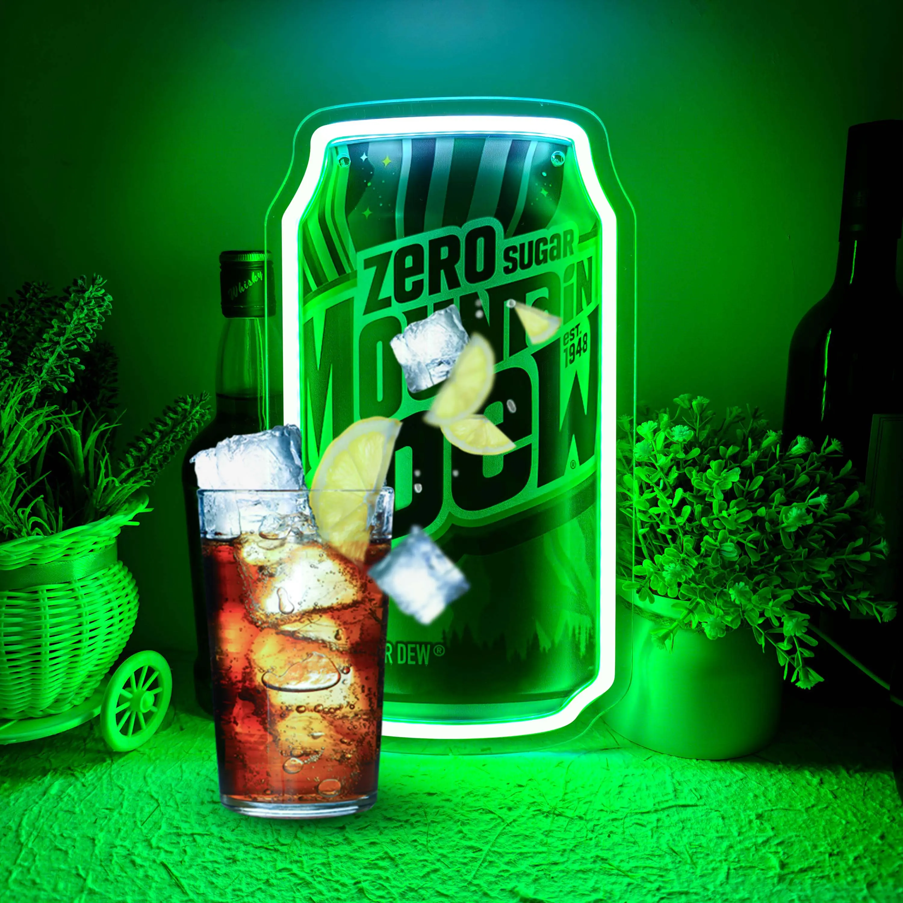 Retro Soda LED Neon Sign Zero Sugar Pop Art Y2K Aesthetic USB Dimmable Kitchen Diner Bar Decor Vintage Soda Fan Gift Man Cave Wall Art Nostalgic 90s Decor Dirty Soda Trend Homemade Soda Shop Vibe