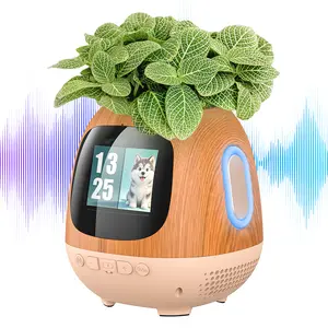 Multifunctional Smart Planter with Bluetooth Speaker, Touch Play Music, LED Light, Digital Pet Display, and Clock – Desk Decor for Home, Bedroom, and Office