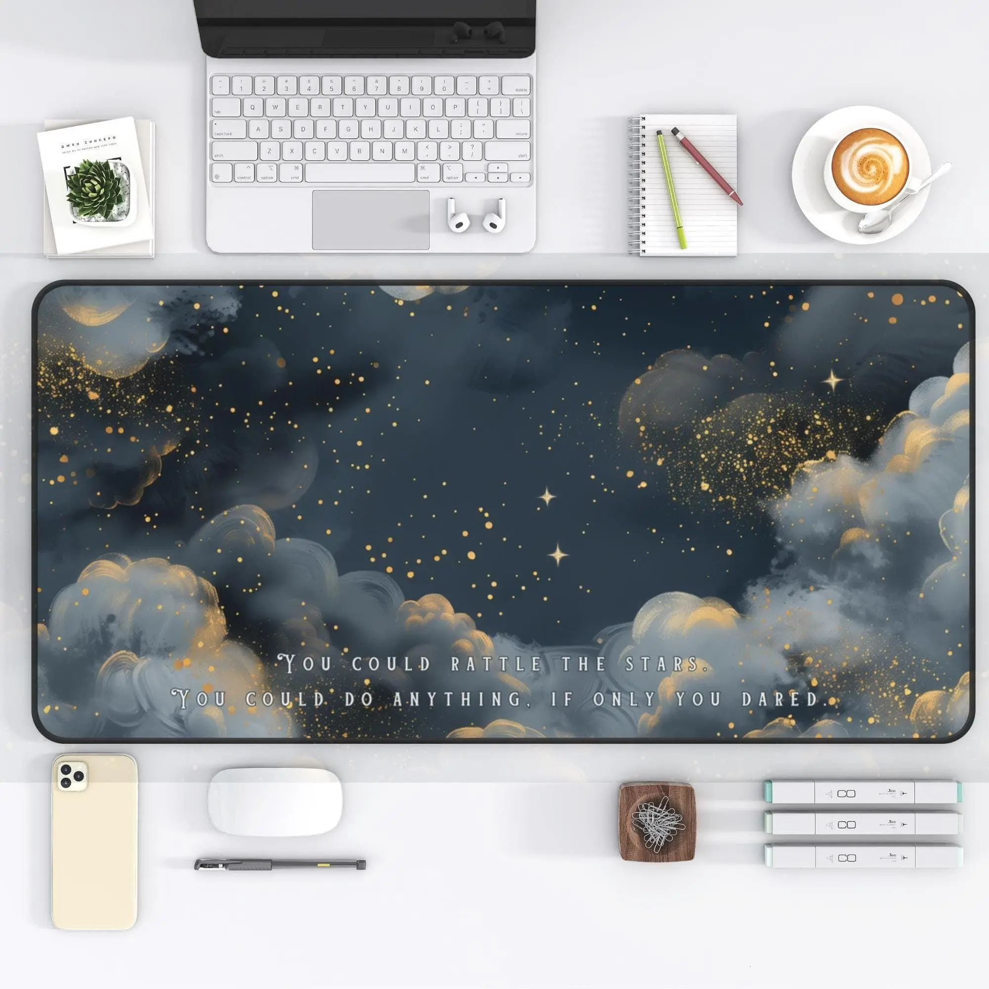 Acotar Desk Mat Throne of Glass inspired Desk Mat Custom Mouse Pad Personalized Bookish Gift Starry Night Gaming Mat Book Room Desk Decor