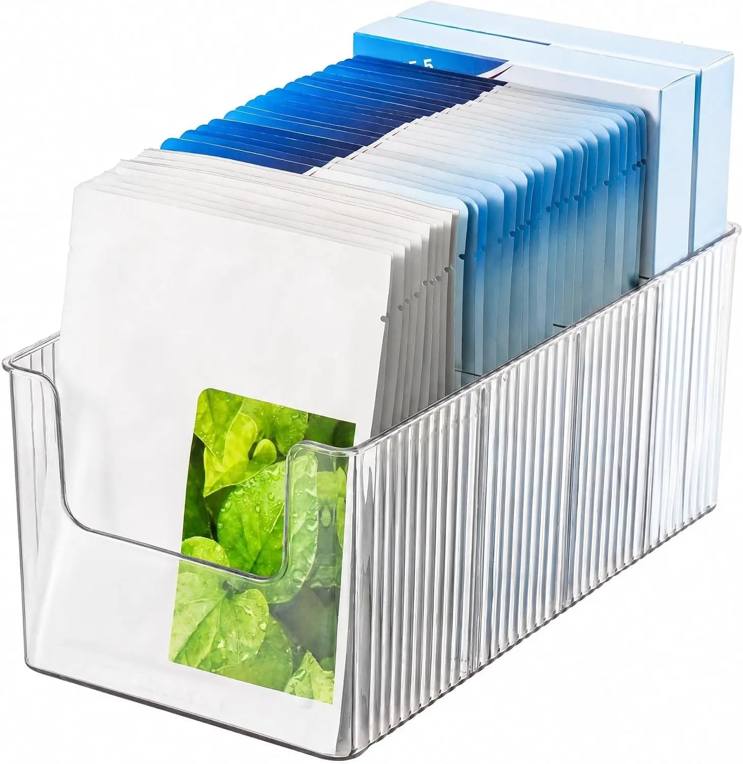 Skin Care Organizer & Face Mask Organizer with 4 Compartments | Sheet Mask Organizer & Makeup Palette Storage, Stackable Vanity Bin for Bathroom Countertop, Eyeshadow & Skincare Storage