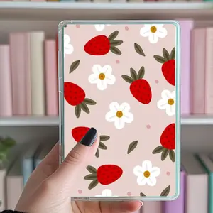 Kindle Fire & Kobo Insert - Matte Cardstock, Durable Design, 2.25x7 Finish, High-Quality Image with Strawberry & Daisy Design, Spring Aesthetic