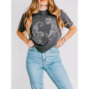 Tiger Graphic Cropped Shirt: Comfort Colors Boxy Tee