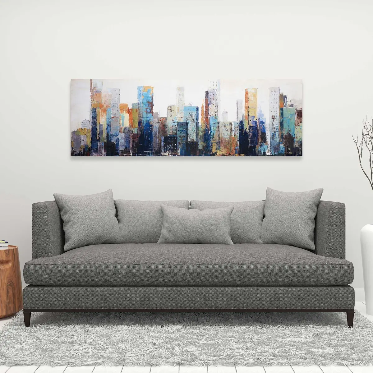 Begin Home Decor C1RC1648AGBC4X 16 x 48 in. Texturized Abstract City - Contemporary Building Canvas