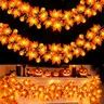 3-Pack Fall Festival Decorations Garland - Glowing Pumpkin & Enlarged Maple String Lights, 30ft 60-LED Waterproof Battery-Operated, Indoor Outdoor Decorative for Porch Garden, Patio Yard, Halloween Thanksgiving Decorations Accessories