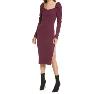 Chelsea28 Sweetheart Neck Long Sleeve Knit Dress in Burgundy Beet at Nordstrom Casual Womenswear Elegant Formal