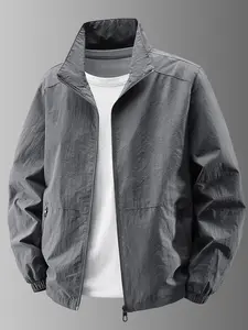 Men's Spring & Fall Jacket Outdoor Sports Loose Fit Korean Style Casual Outerwear, Plus Size, Solid Color