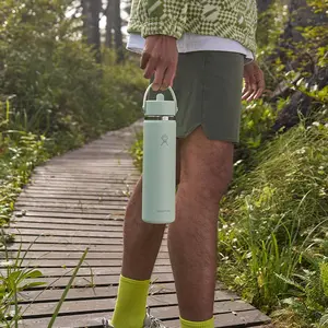 Hydro Flask 24 Oz Wide Mouth Water Bottle with Flex Straw Cap Leakproof Insulated Stainless Steel 24 Hours Cold Dishwasher Safe Drinkware