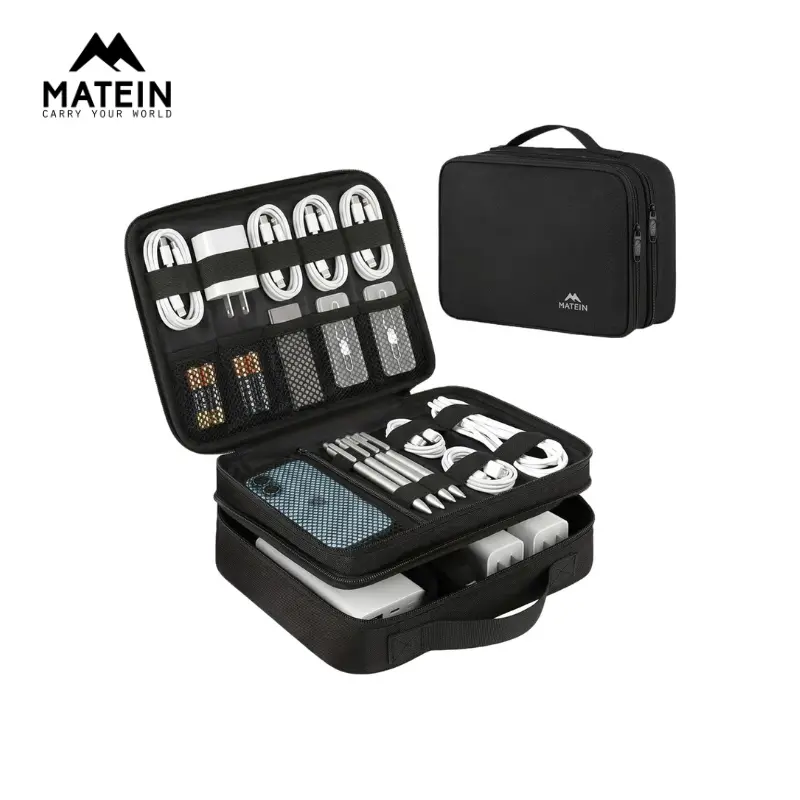 【Back To School】MATEIN Electronics Organizer Travel Case, Water-Resistant Cable Organizer Bag for Travel Essentials, Storage Bag for Camera Accessories, Phone, Cord & Tablet, Portable Tech Organizer for Men & Women