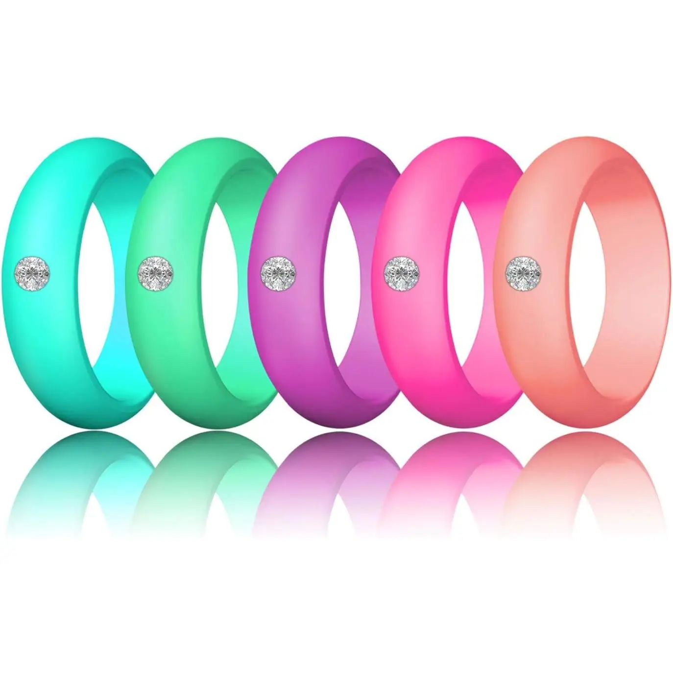 Silicone Diamond Wedding Ring, LUNIQI Silicone Band with Rhinestone for Women, Bling and Shine Diamond for Single or Married Women