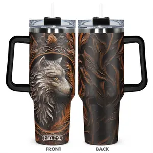 Wolf Pattern Stainless Steel Tumbler, 40oz Insulated Durable Tumbler, Ideal Gift for Animal Lovers and Nature Enthusiasts, Drinkware