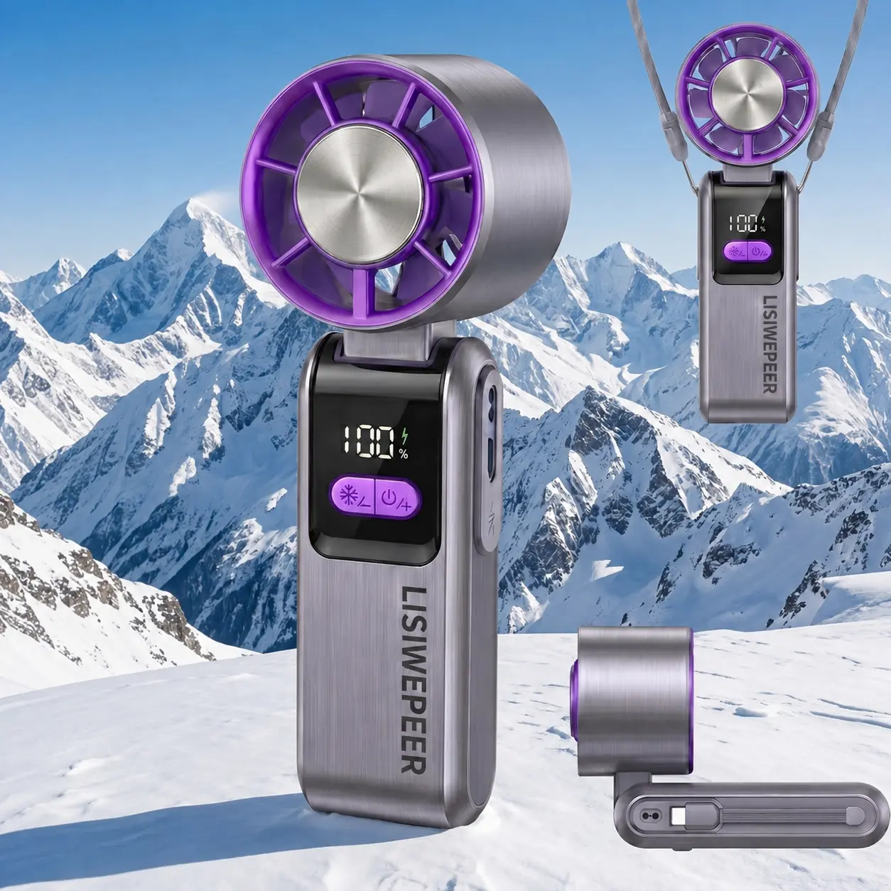 Portable Handheld Turbo Fan high-speed fan with 199 speed settings,foldable design,5600mAh power bank,for summer Travel Vacation Essentials&Outdoor Activities cool fan