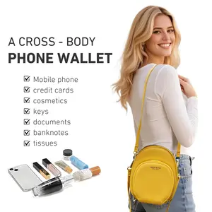 Women's Lightweight Small Crossbody Purse Shoulder Handbag Small-Sized Leather Wallet for Travel Card Holder Fits Phone Cards Cosmetics Keys Documents Banknotes Tissues