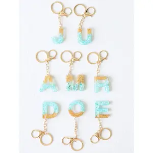 Letter Key Chain - Blue Pebbles