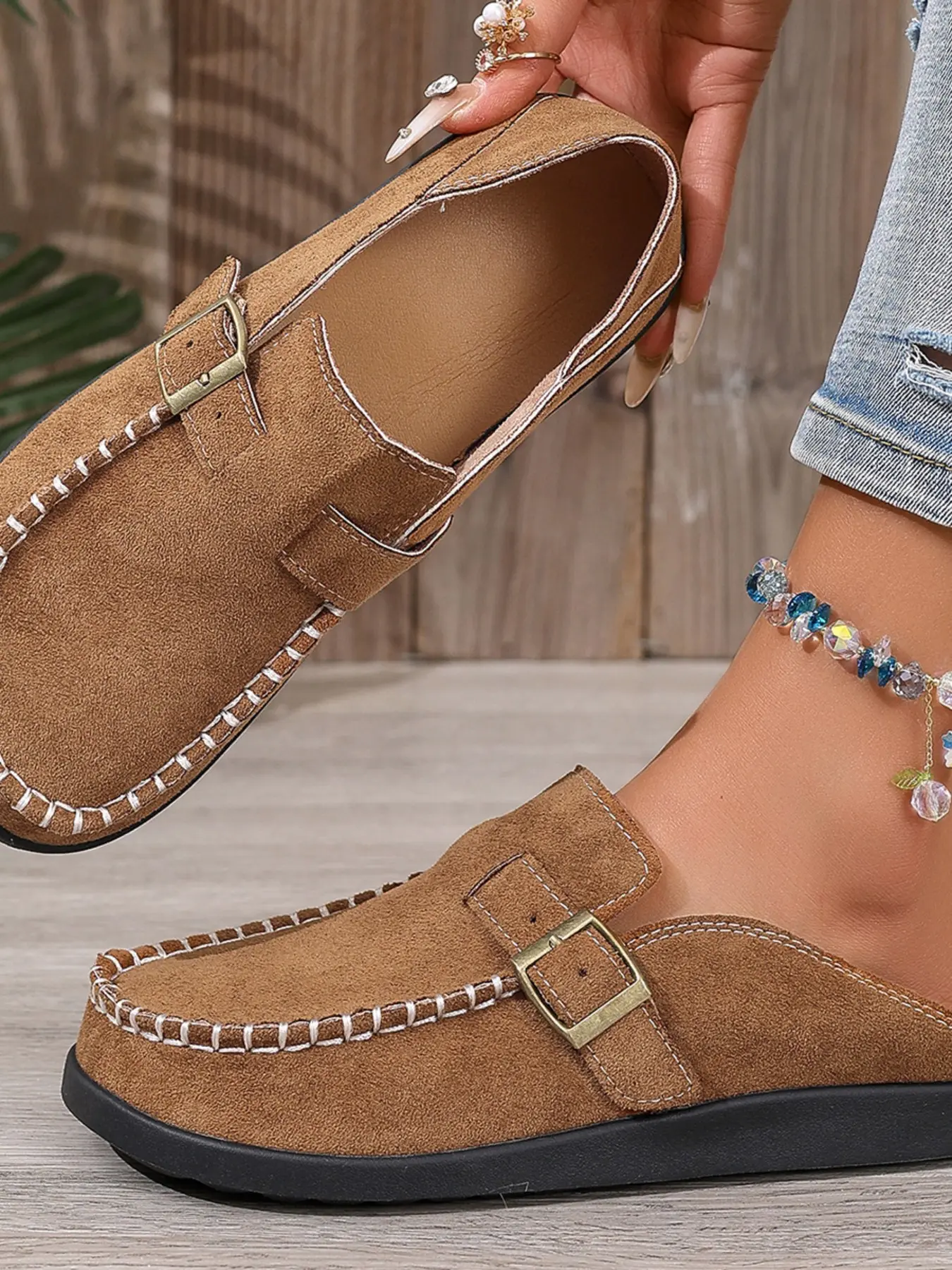 Women's Fashion Solid Color Thick Sole Mules, Thick Soled Mules, Foot Clogs, Minimalist Casual Clogs, Round Toe Slip-On Casual Comfort Loafers, All-Season Lightweight Shoes for Daily Wear and Driving