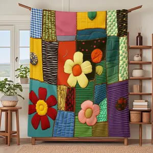 Soft Quilt Duvet Cover 4 Seasons Universal Colorful Patchwork Floral Pattern Living Room Bedroom Decorative Bedding Set Patchwork Quilt Sets