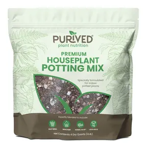 Purived Premium Houseplant Potting Mix 4 Quarts with Kelp, Biochar, Lava Rock & Humic Acid - Made in USA for Indoor Potted Plants