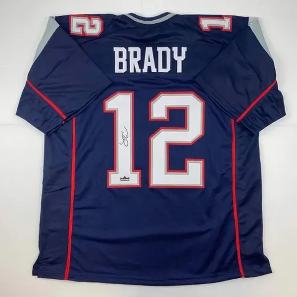 Facsimile Autographed Brady New England Blue Reprint Jersey