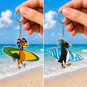 Cody Maverick & Chicken Joe Surf’s Up Acrylic Car Hanging Ornament, Acrylic Keychain & Custom Shape Magnet, Funny Nostalgic Gift for Best Friend