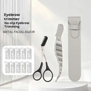 Dermaplaning Eyebrow Razor, Eyebrow Trimmer for Women/Men, At-Home/Salon Use Facial Exfoliator and Eyebrow Grooming Tool, Zinc Alloy, Seahorse-shaped Razor, Removes Peach Fuzz & Dead Skin for Smoother, Brighter-Looking Skin