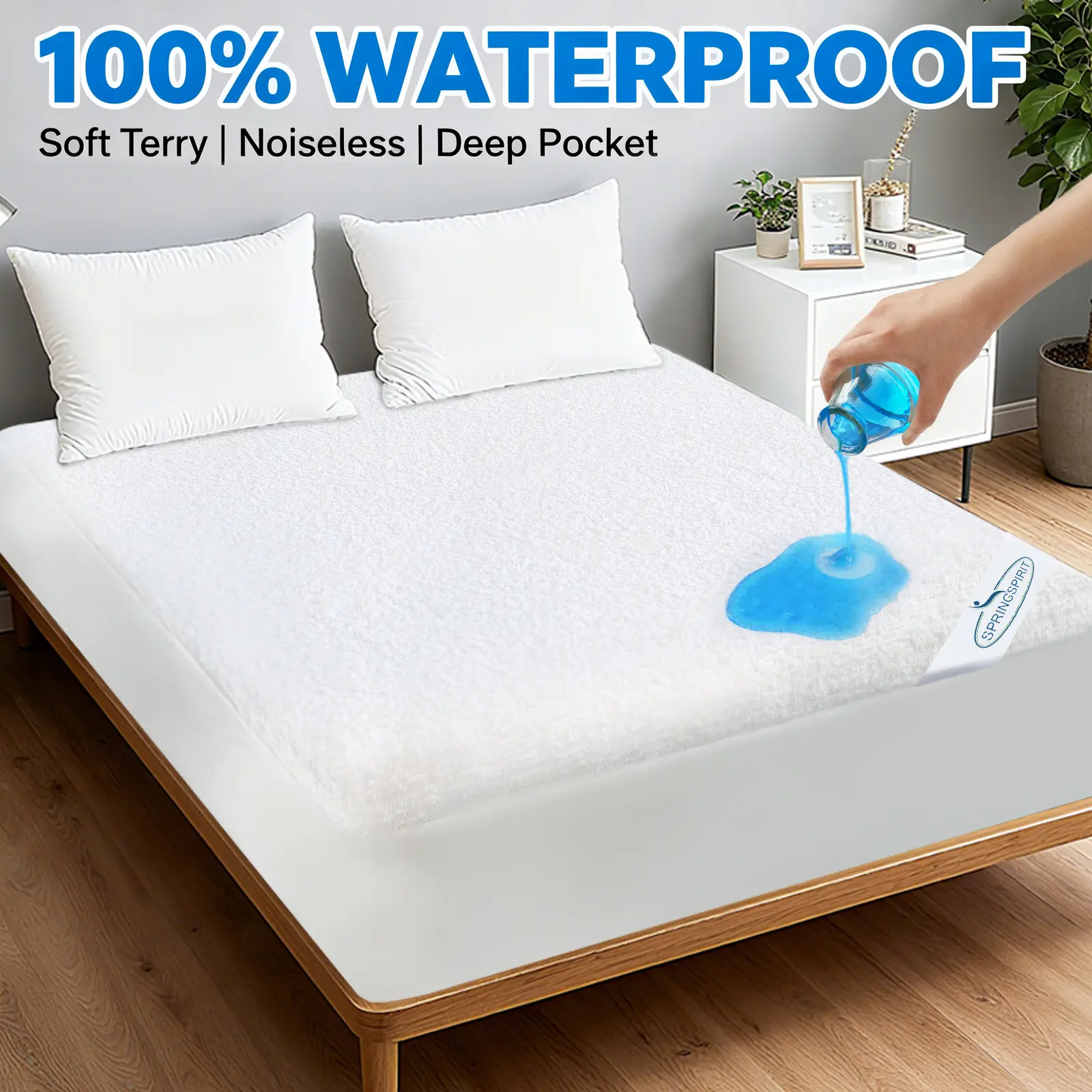 Premium Terry Waterproof Mattress Protector, Ultra-Soft Breathable Noiseless Absorbent Mattress Topper Cover Solid Color Fitted Sheet with Deep Pocket, Bed Cover Protector for Kids Adults Pets, Machine Washable #SummerVibes #DealsForYouDays