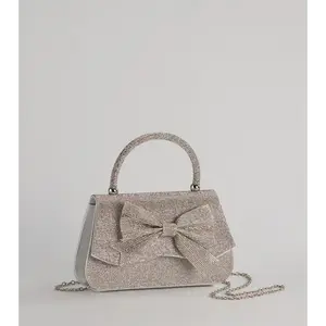 So Pristine Bow Rhinestone Purse