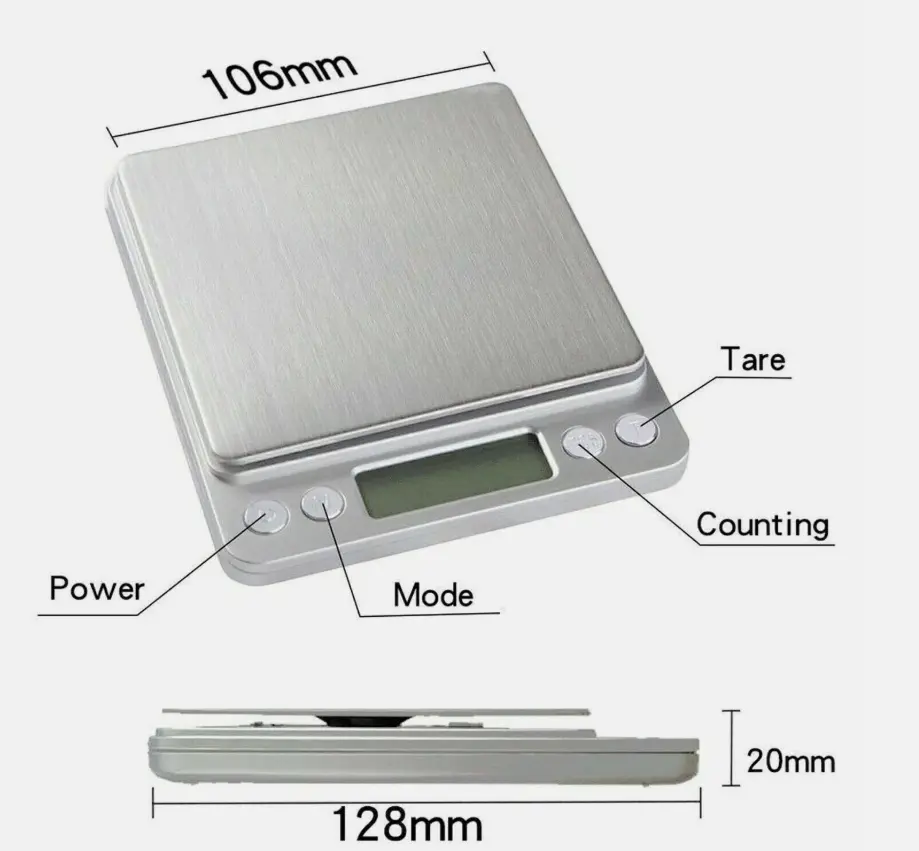 High-Accuracy Pocket Digital food Scale (2000g × 0.1g Precision), Lightweight Portable Kitchen Measuring Tool for Jewelry, Herbs, Pellets