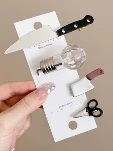 Funny Realistic Scissors Light Bulb Hair Clip Headband for Women, Playful Hair Clip, Cutie Hair Clip, Side Forehead Bangs Small Hair Accessories, Cute Hair Pins and Clips